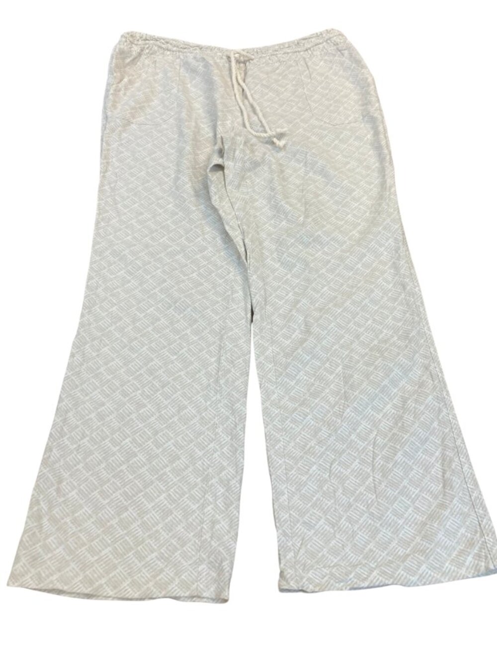 CATO Geometric Print Tan Drawstring Pants with Inset and Patch Pockets Size L